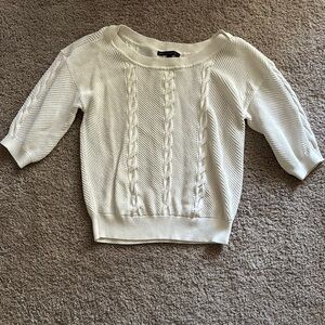 White House Black Market White Crew Neck Sweater